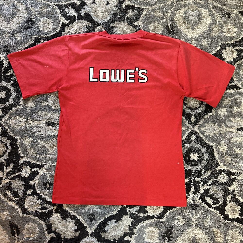 Vintage 80s Single Stitch Lowes Red Employee Work T-Shirt Mens Large